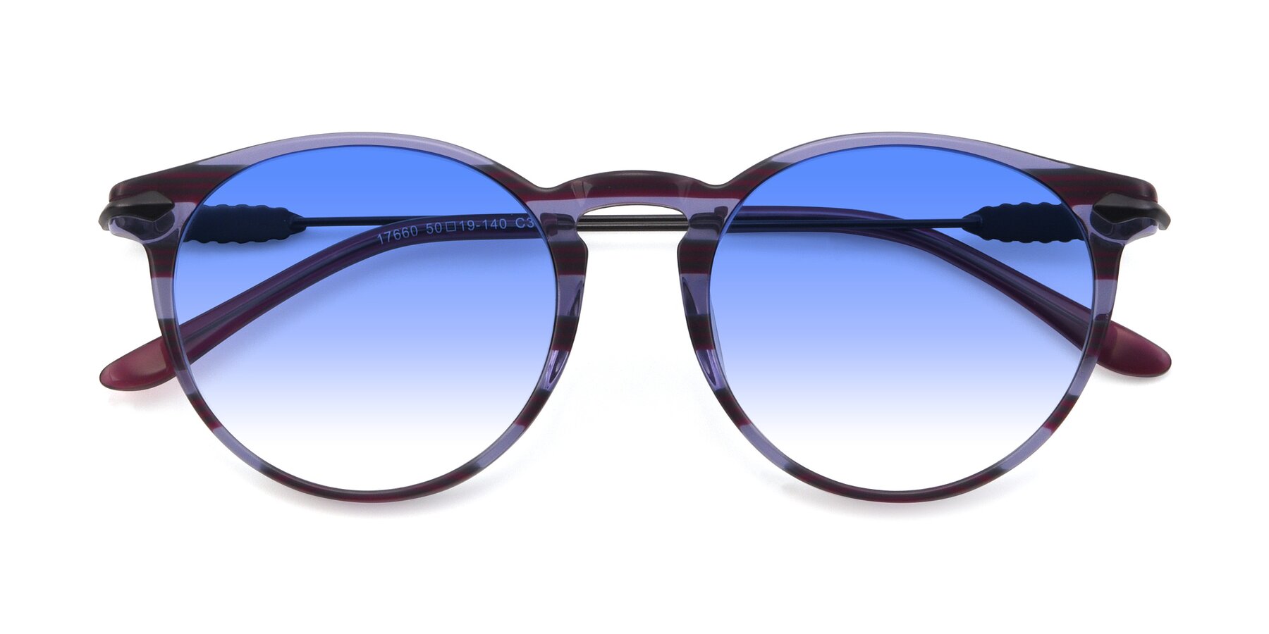 Folded Front of 17660 in Stripe Purple with Blue Gradient Lenses