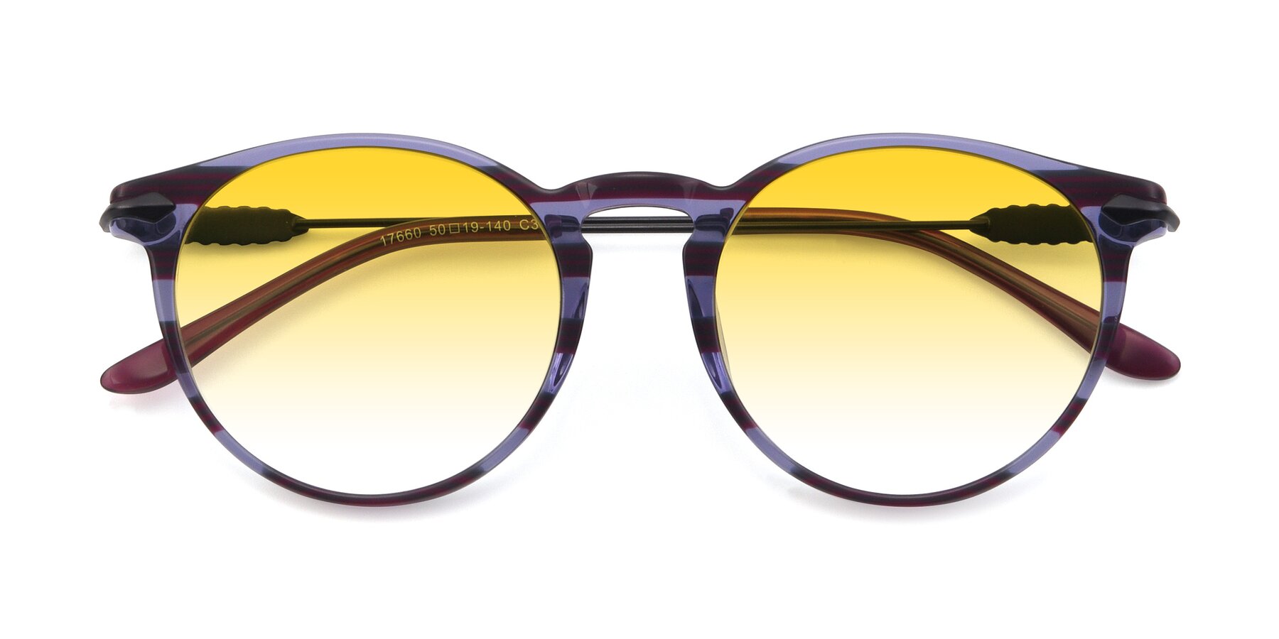 Folded Front of 17660 in Stripe Purple with Yellow Gradient Lenses