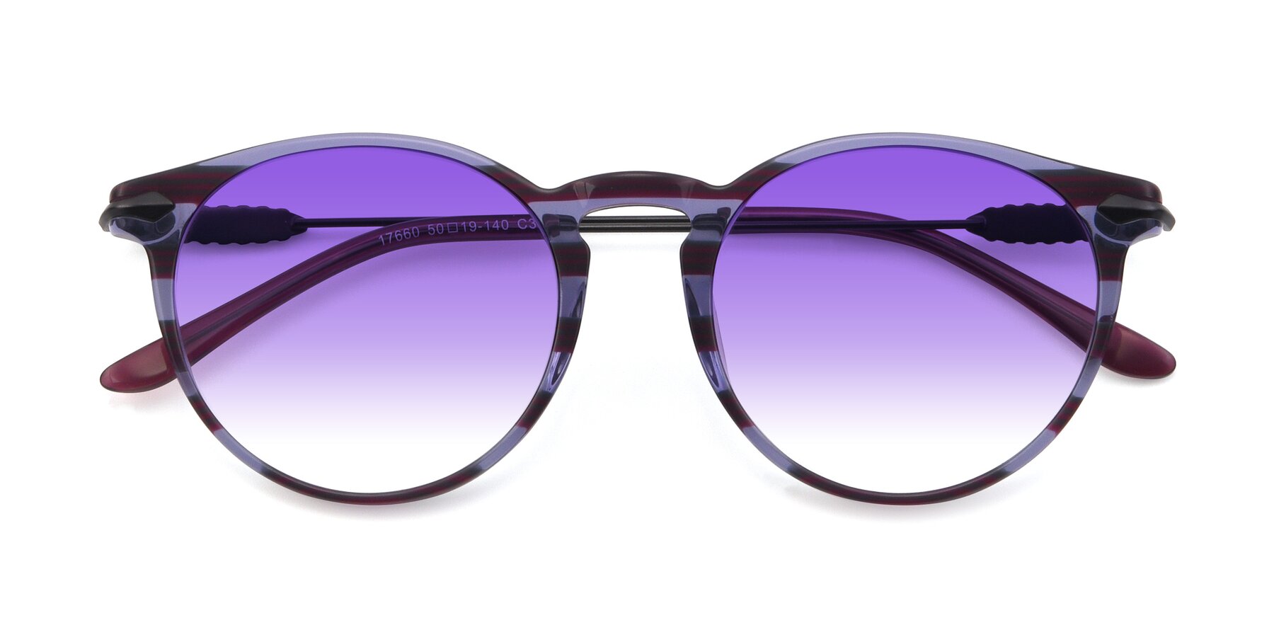Folded Front of 17660 in Stripe Purple with Purple Gradient Lenses