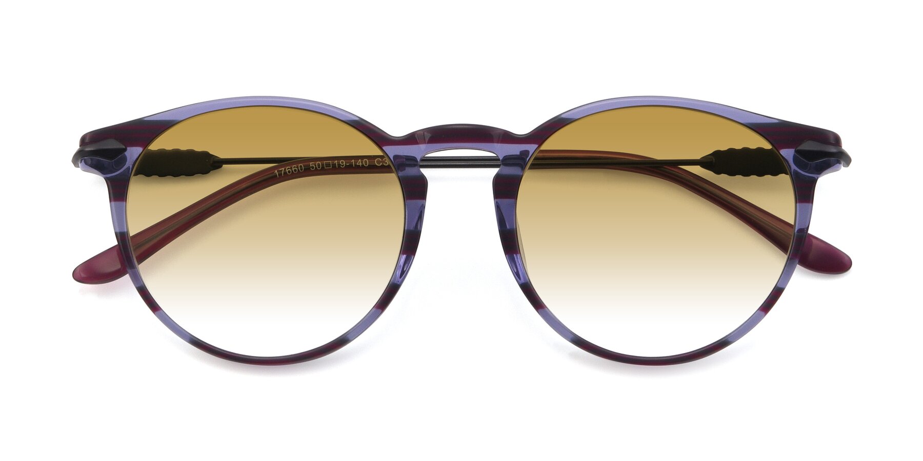 Folded Front of 17660 in Stripe Purple with Champagne Gradient Lenses