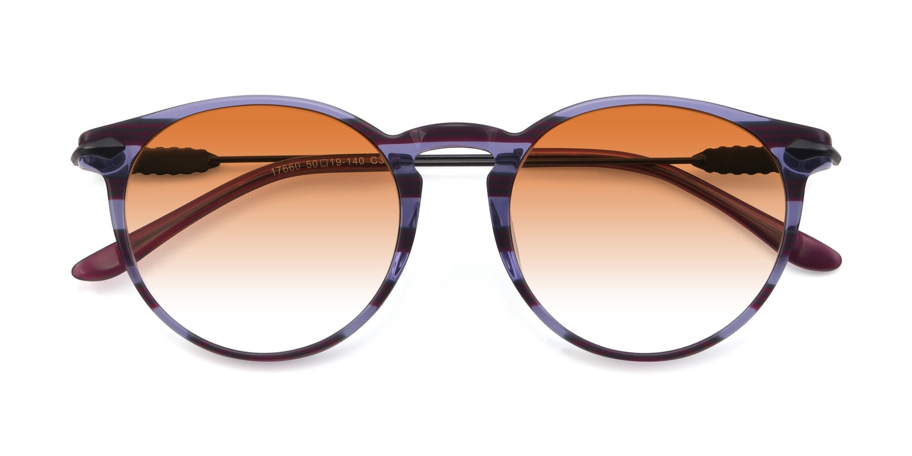 Folded Front of 17660 in Stripe Purple with Orange Gradient Lenses