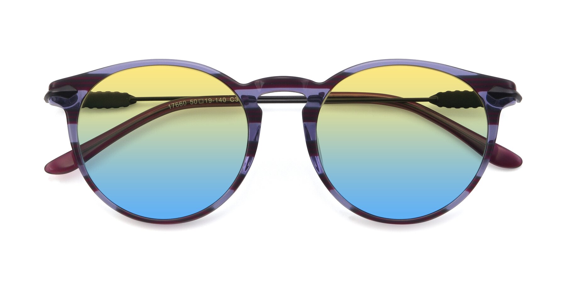 Folded Front of 17660 in Stripe Purple with Yellow / Blue Gradient Lenses