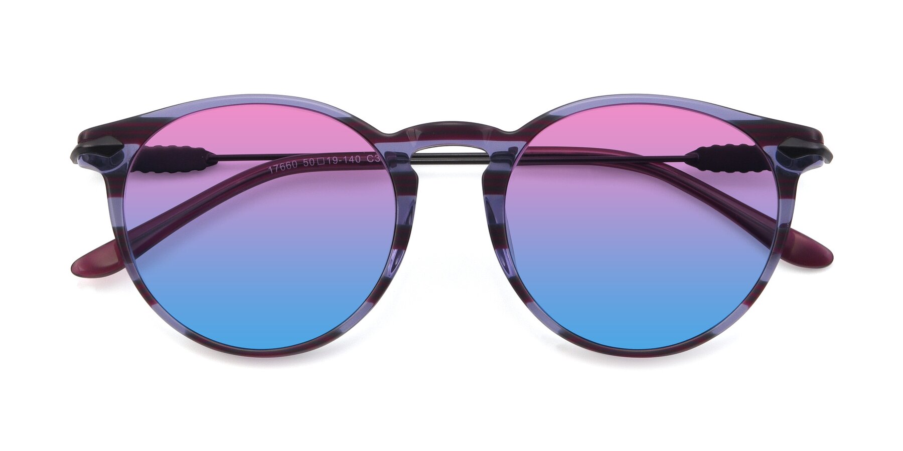 Folded Front of 17660 in Stripe Purple with Pink / Blue Gradient Lenses