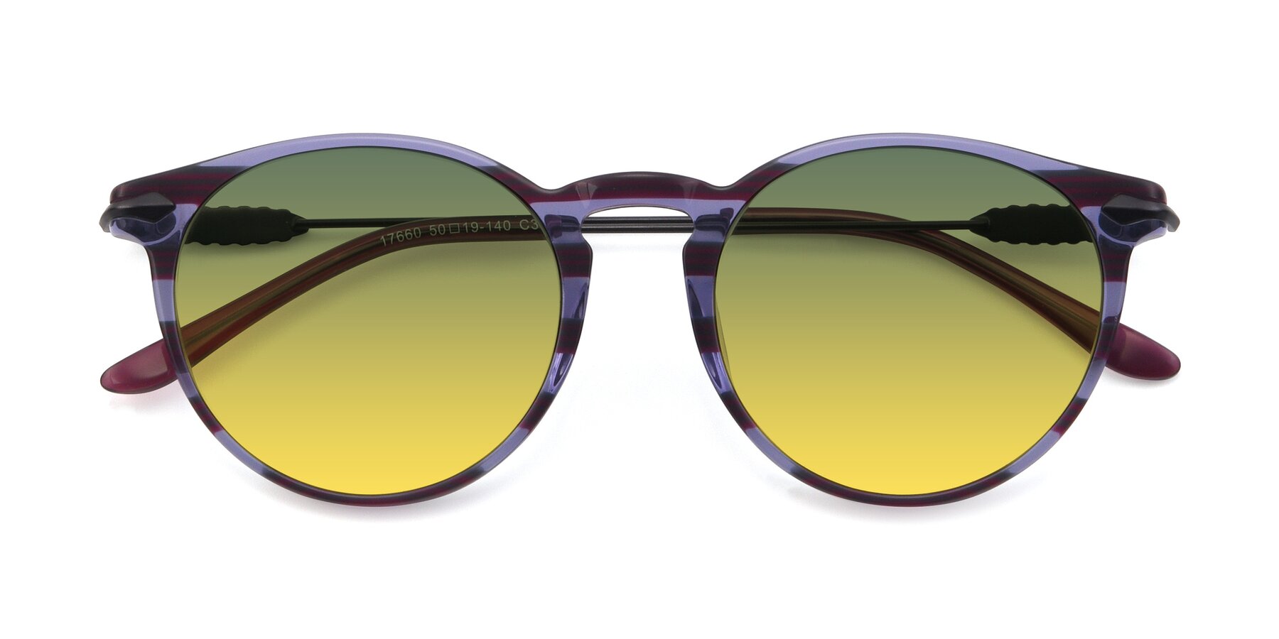 Folded Front of 17660 in Stripe Purple with Green / Yellow Gradient Lenses