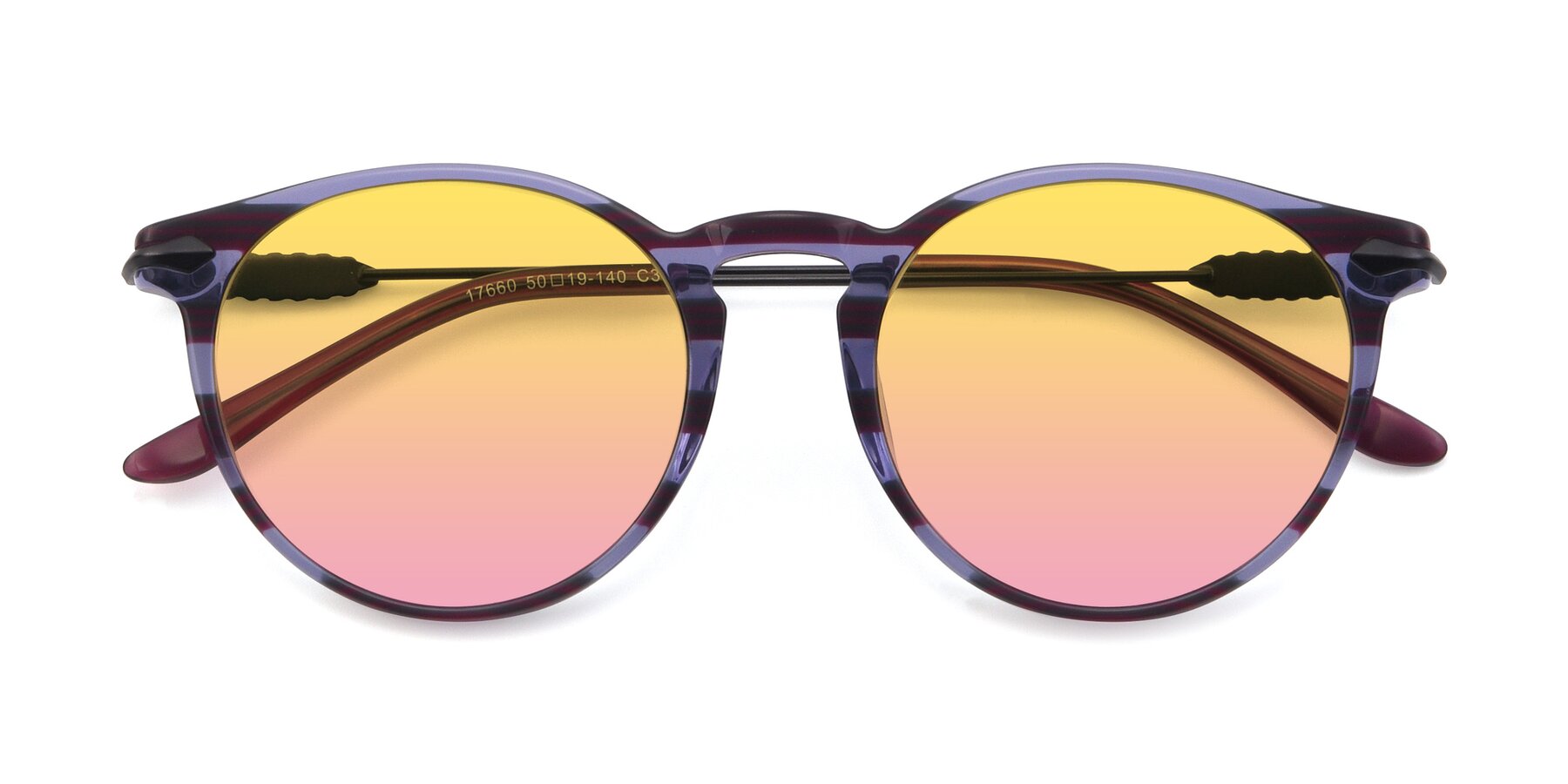 Folded Front of 17660 in Stripe Purple with Yellow / Pink Gradient Lenses