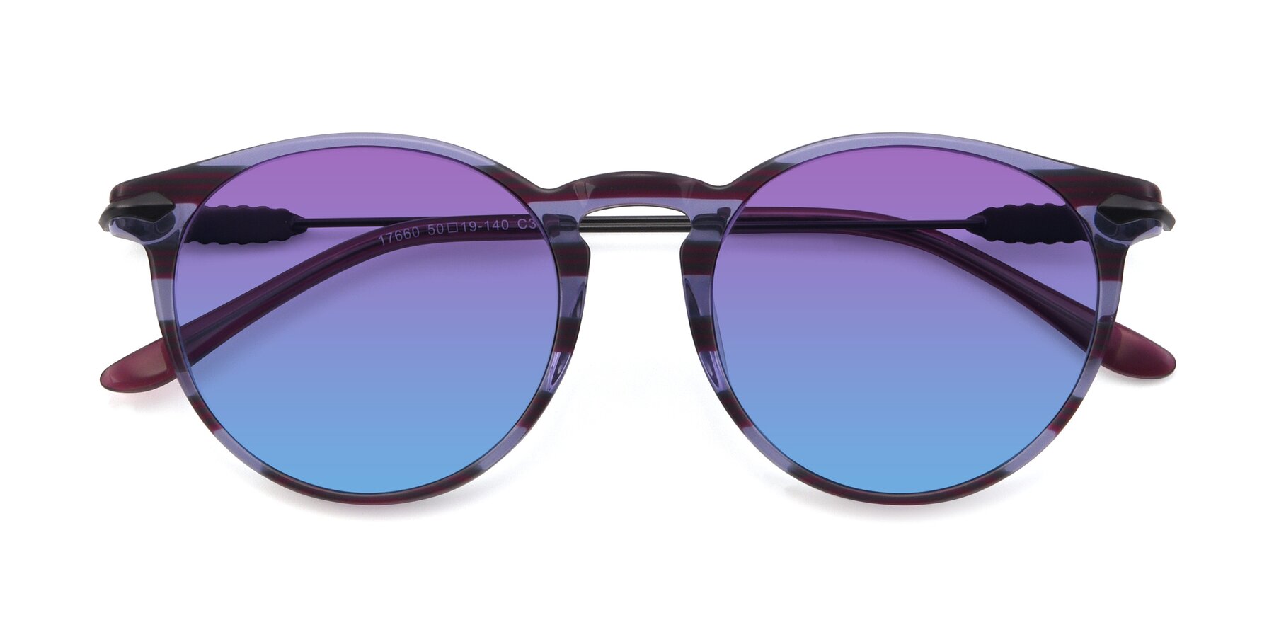 Folded Front of 17660 in Stripe Purple with Purple / Blue Gradient Lenses