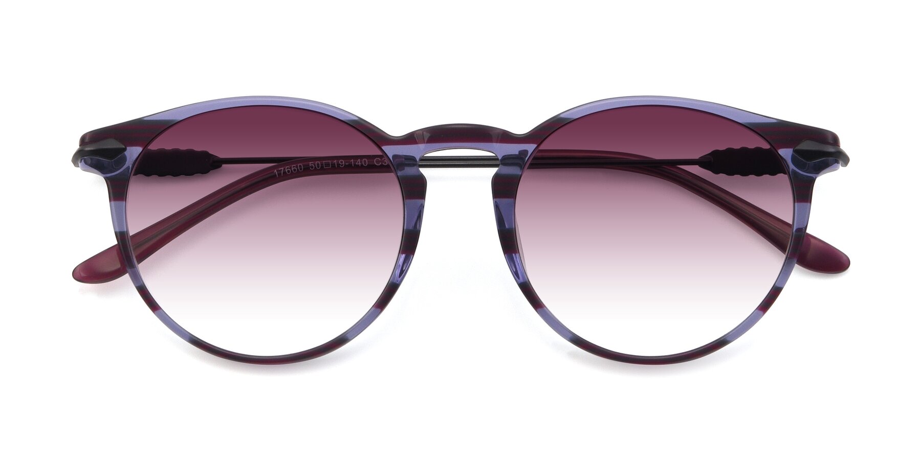 Folded Front of 17660 in Stripe Purple with Wine Gradient Lenses