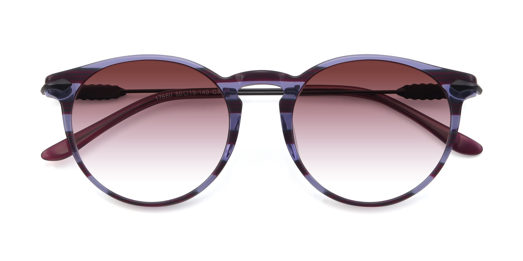 Folded Front of 17660 in Stripe Purple with Garnet Gradient Lenses