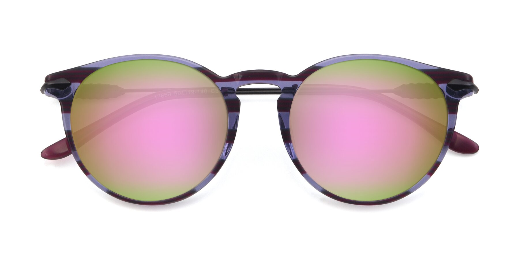 Folded Front of 17660 in Stripe Purple with Pink Mirrored Lenses