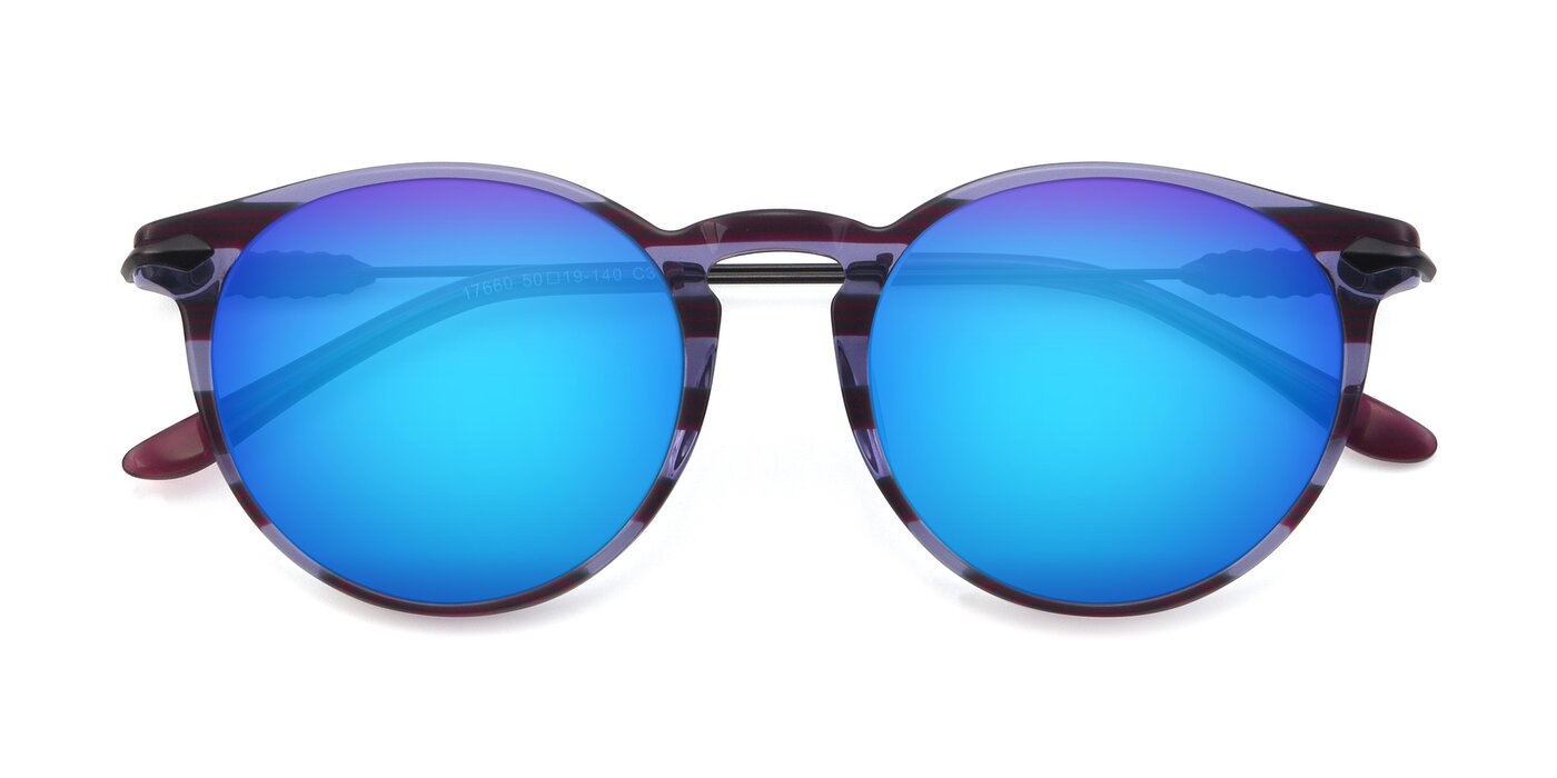 17660 - Stripe Purple Flash Mirrored Sunglasses