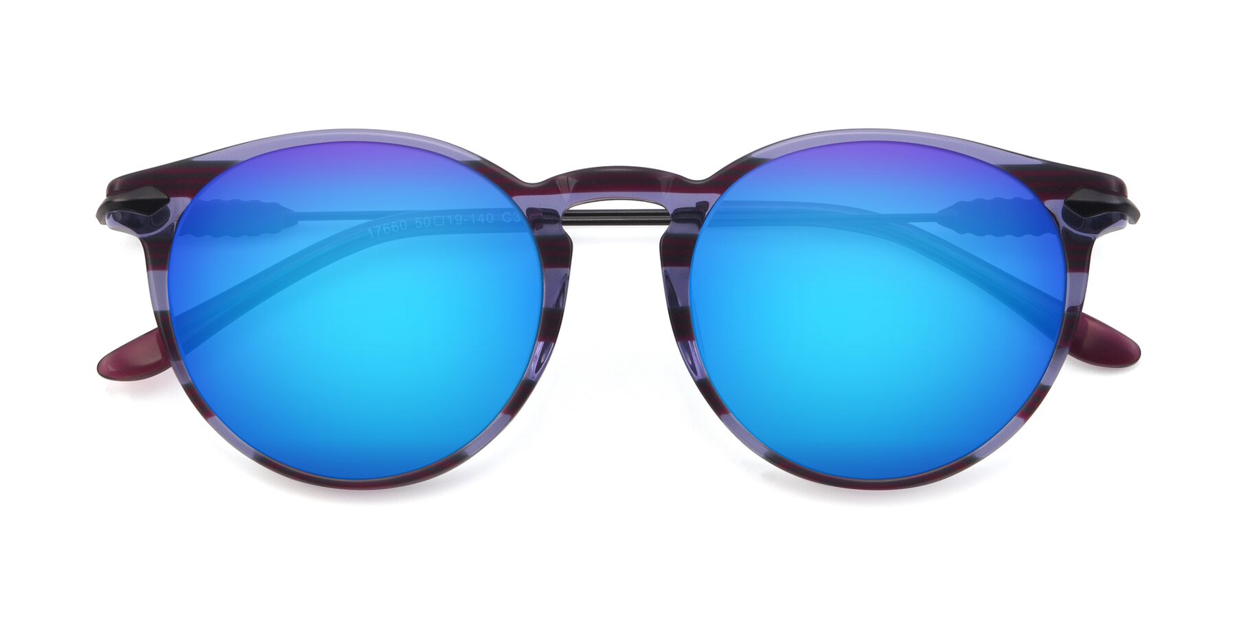 Folded Front of 17660 in Stripe Purple with Blue Mirrored Lenses
