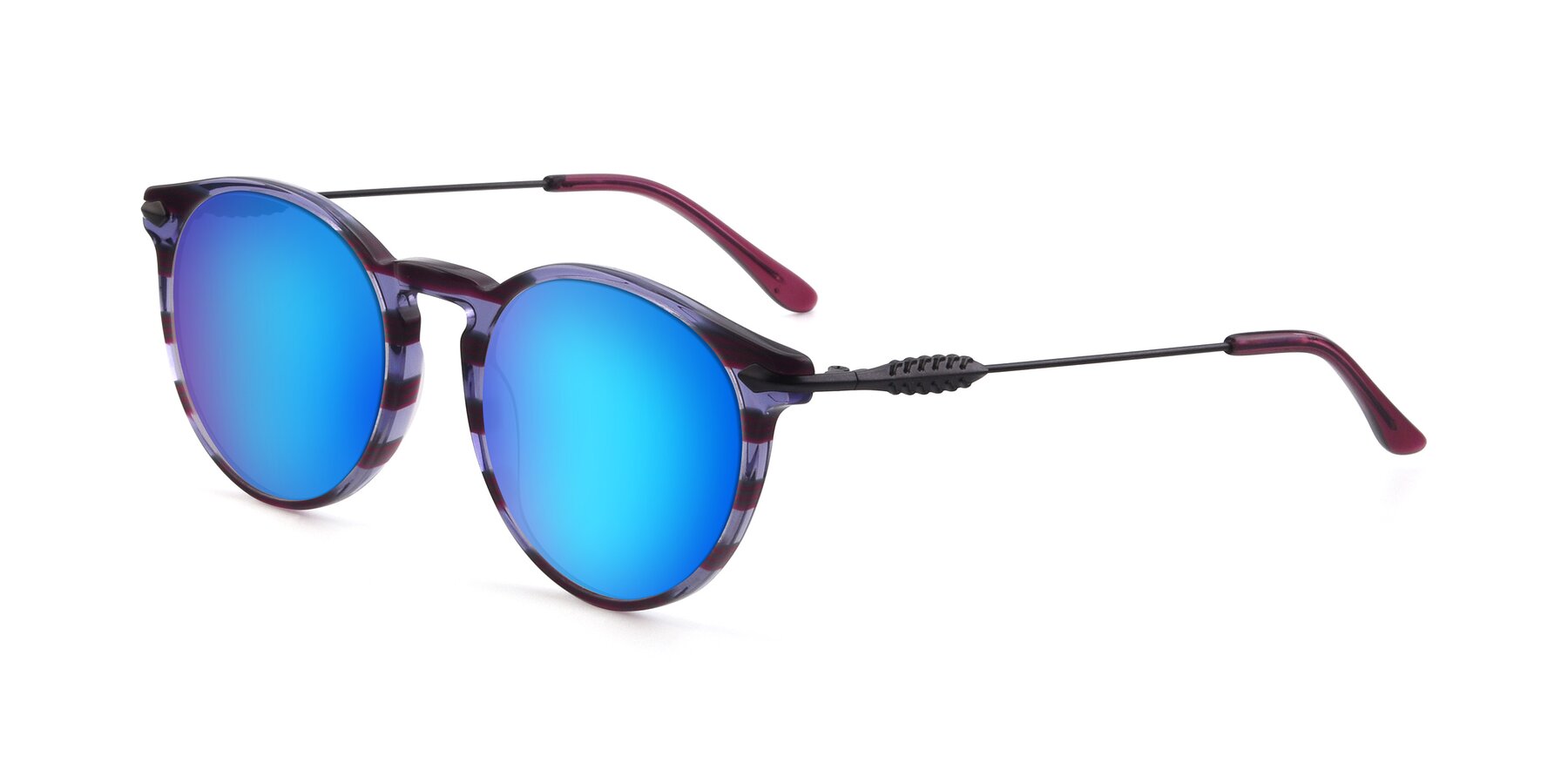 Angle of 17660 in Stripe Purple with Blue Mirrored Lenses