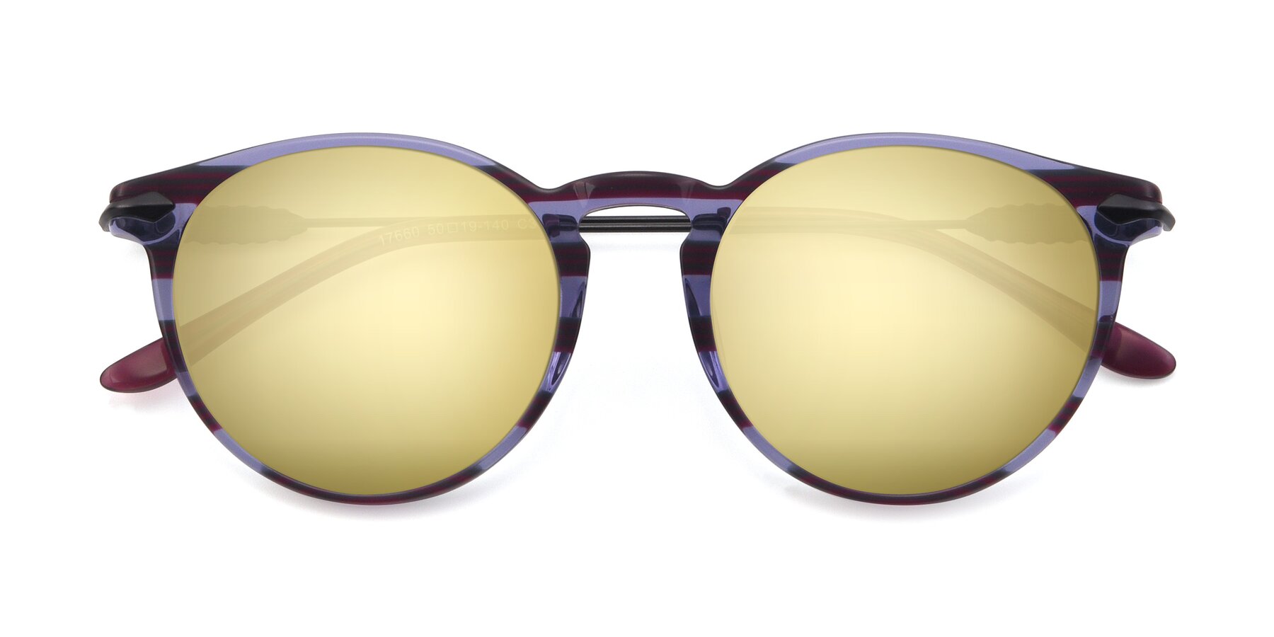 Folded Front of 17660 in Stripe Purple with Gold Mirrored Lenses