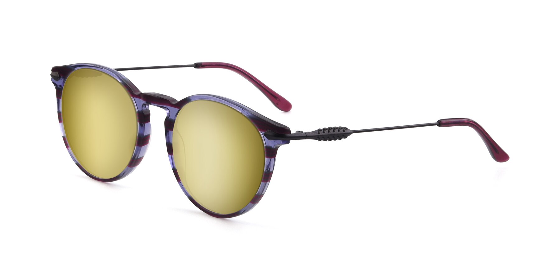 Angle of 17660 in Stripe Purple with Gold Mirrored Lenses