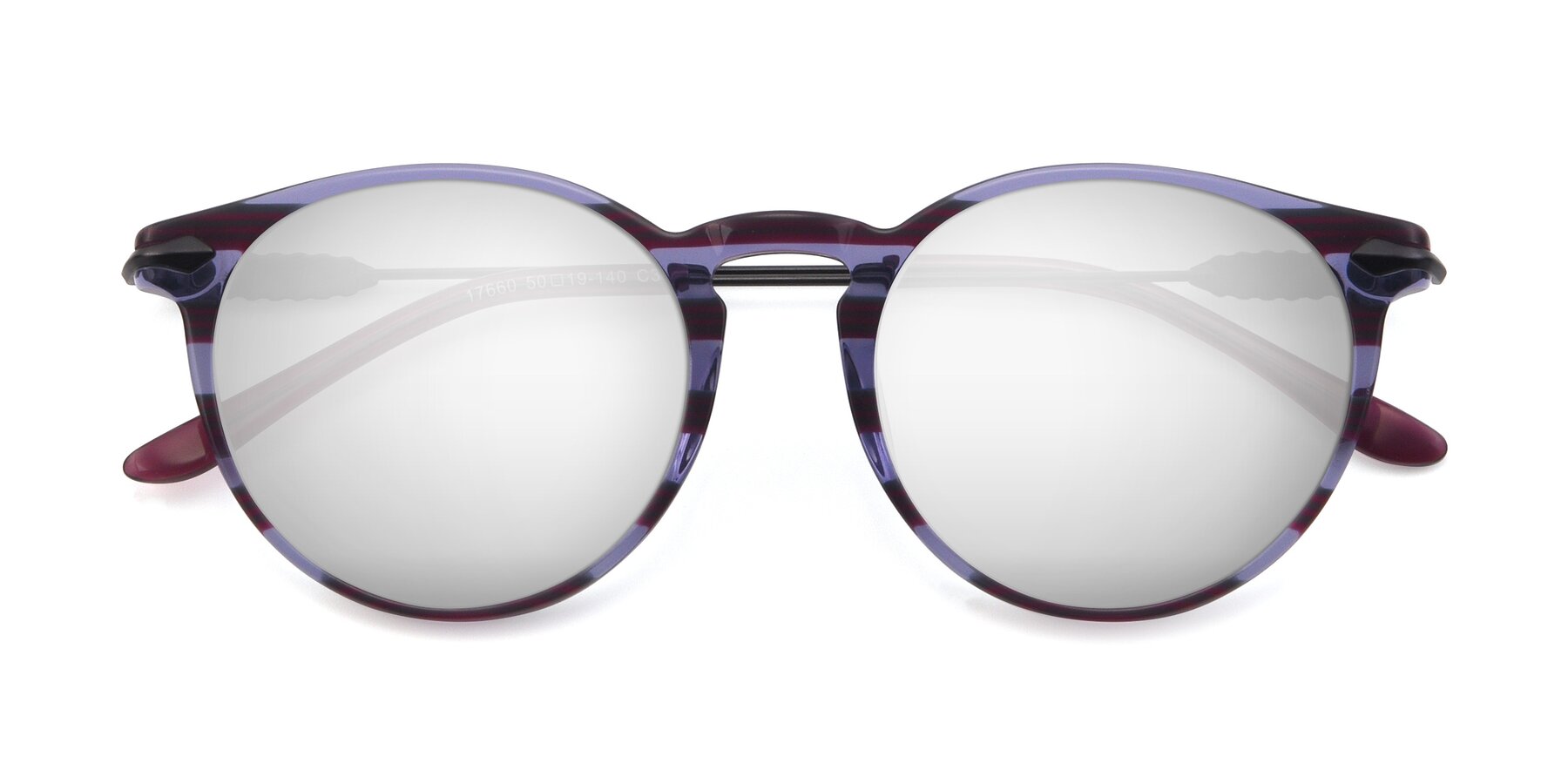 Folded Front of 17660 in Stripe Purple with Silver Mirrored Lenses