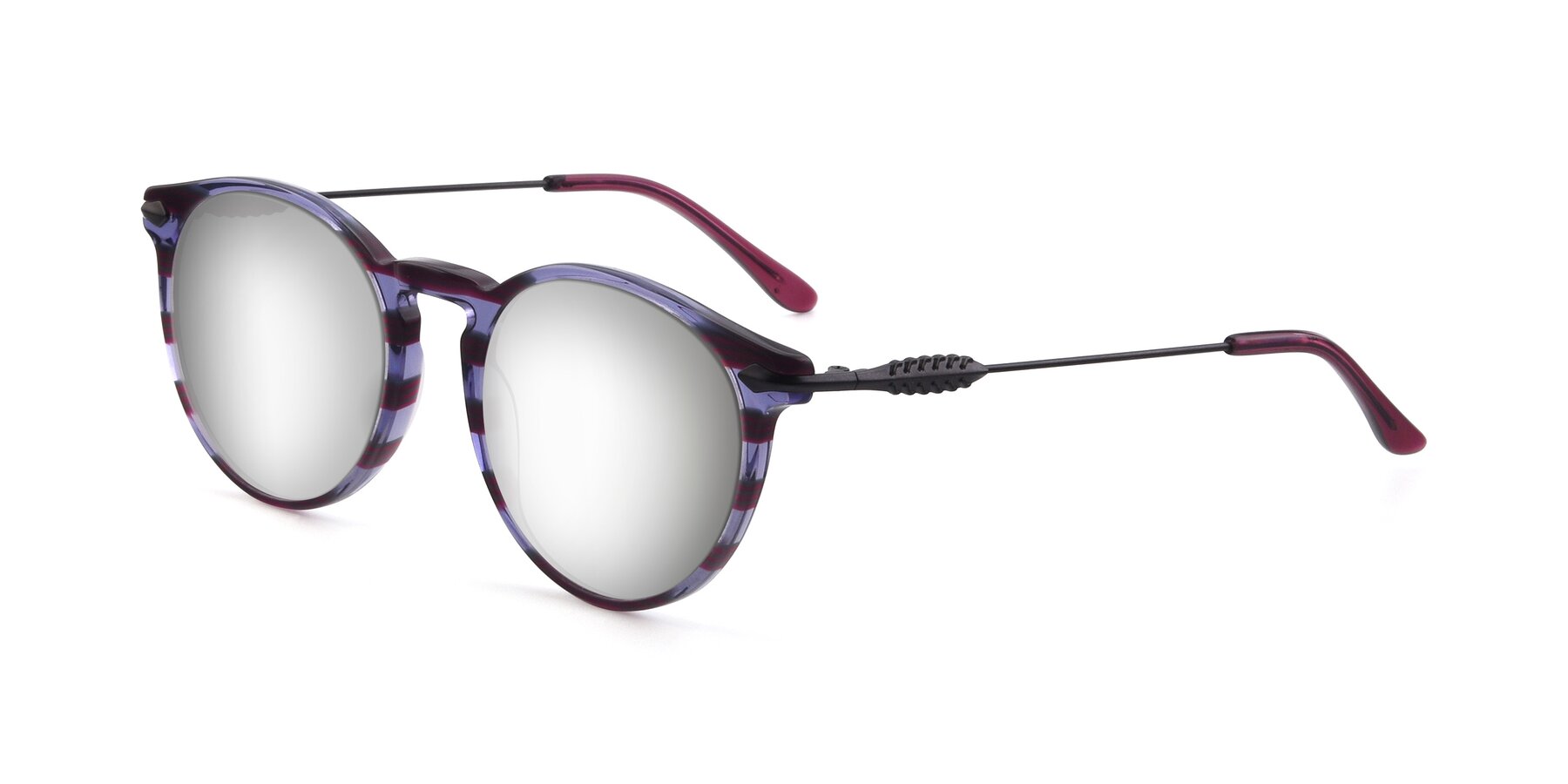 Angle of 17660 in Stripe Purple with Silver Mirrored Lenses