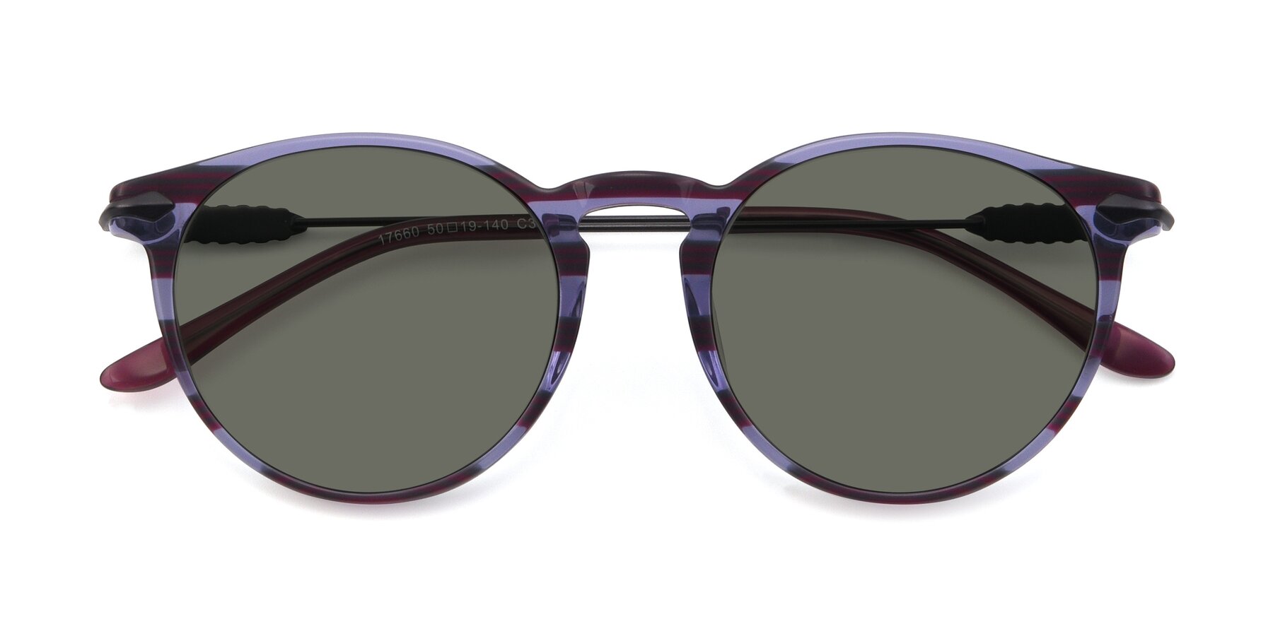 Folded Front of 17660 in Stripe Purple with Gray Polarized Lenses