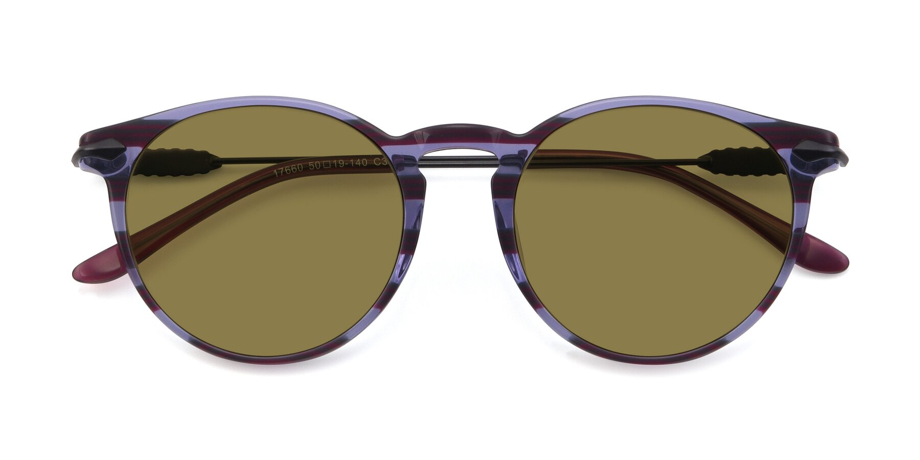 Folded Front of 17660 in Stripe Purple with Brown Polarized Lenses