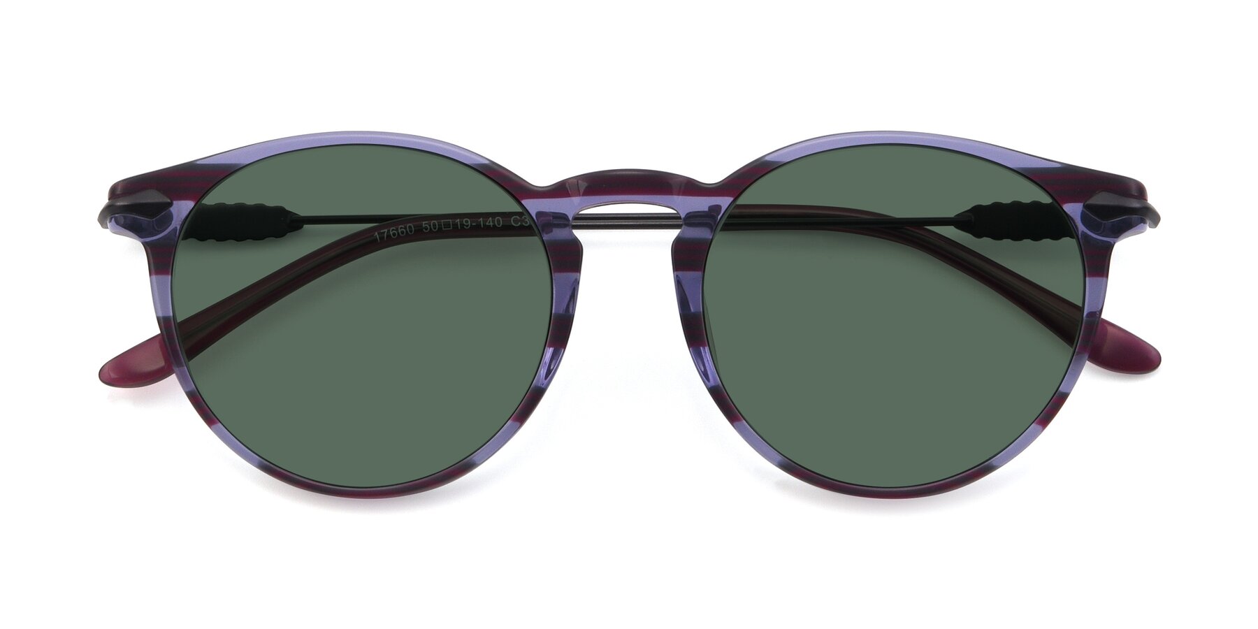 Folded Front of 17660 in Stripe Purple with Green Polarized Lenses