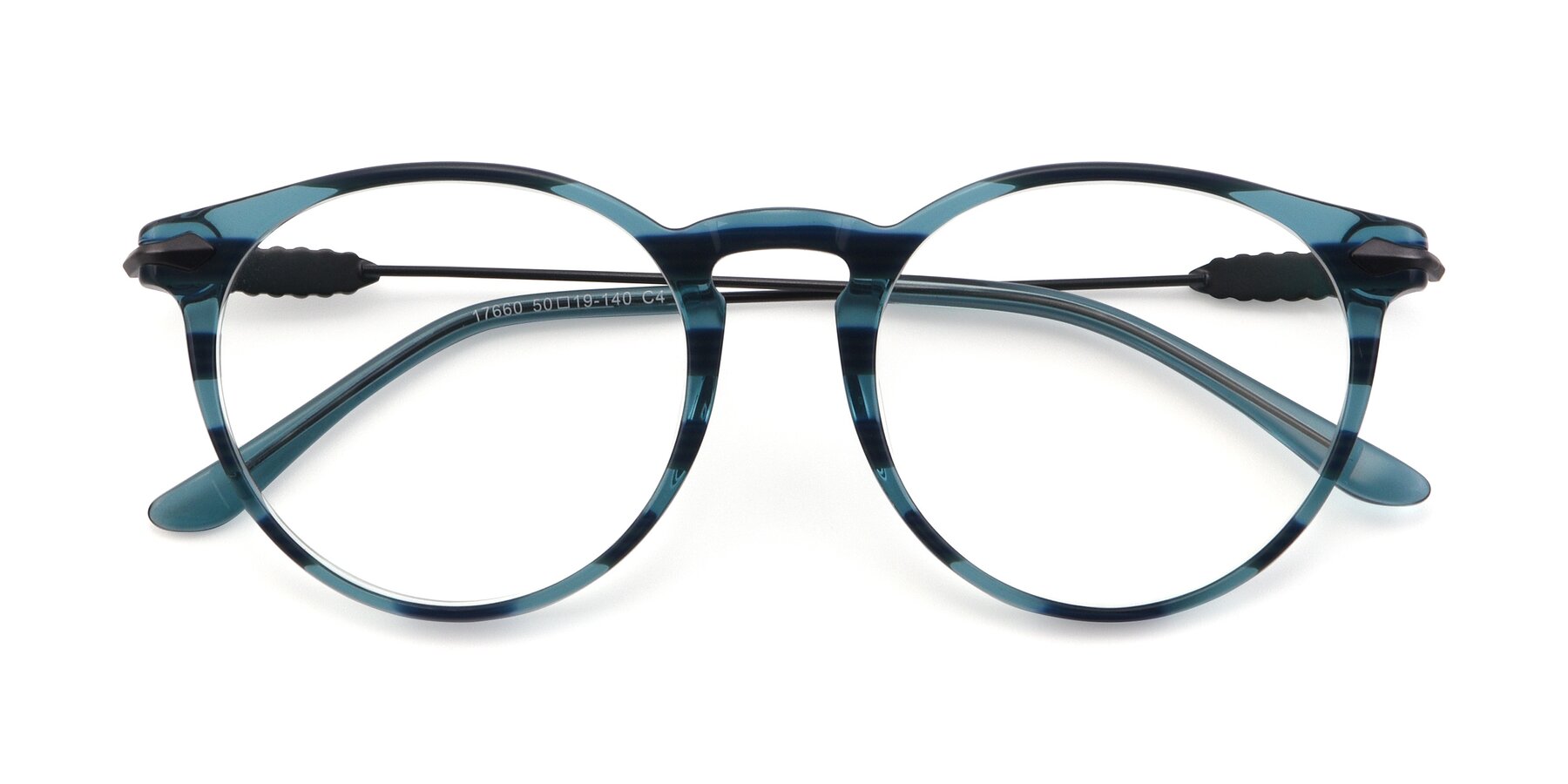 Folded Front of 17660 in Stripe Blue with Clear Blue Light Blocking Lenses