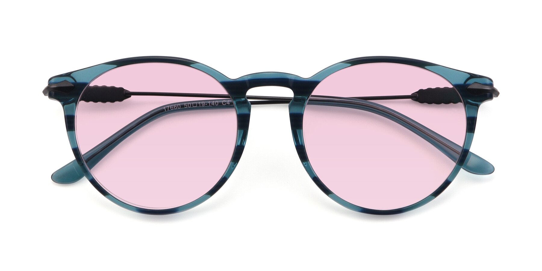 Folded Front of 17660 in Stripe Blue with Light Pink Tinted Lenses