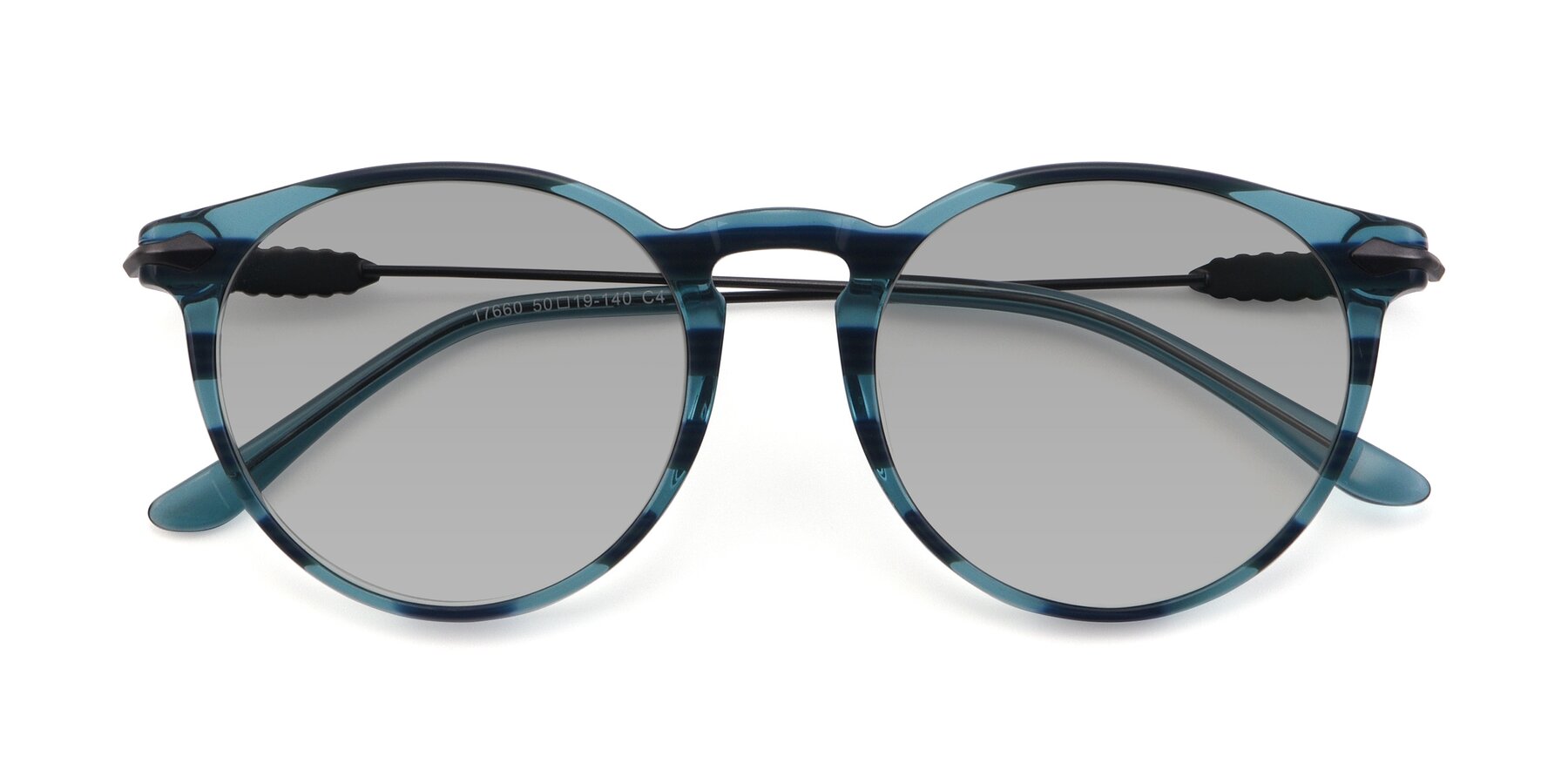 Folded Front of 17660 in Stripe Blue with Light Gray Tinted Lenses