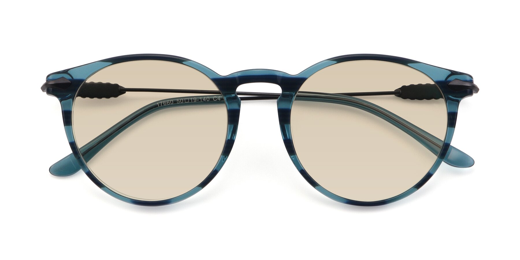 Folded Front of 17660 in Stripe Blue with Light Brown Tinted Lenses