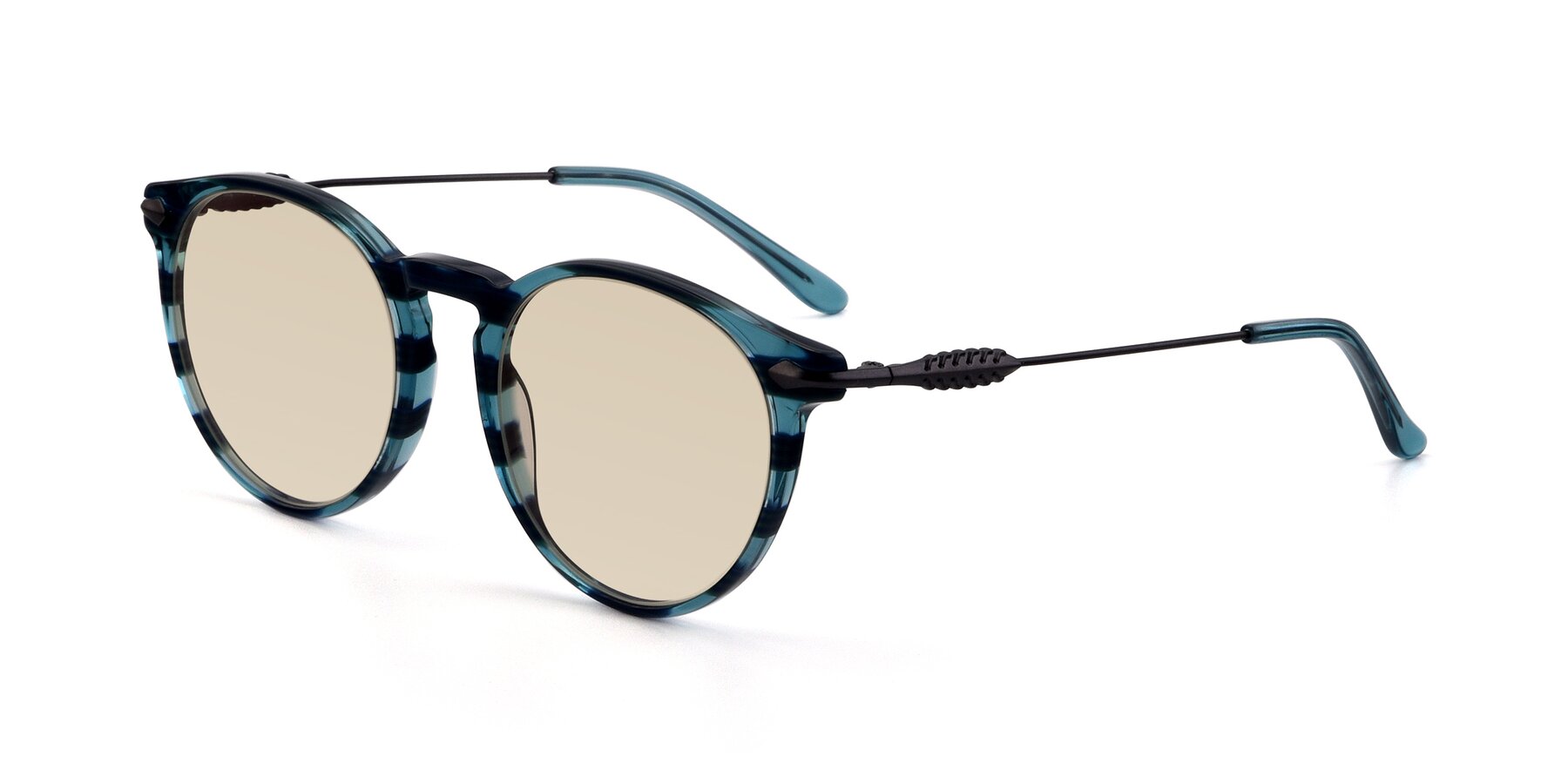 Angle of 17660 in Stripe Blue with Light Brown Tinted Lenses