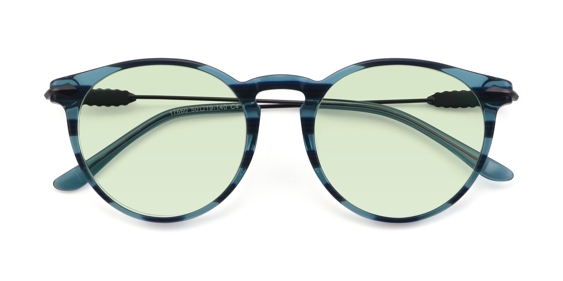 Folded Front of 17660 in Stripe Blue with Light Green Tinted Lenses