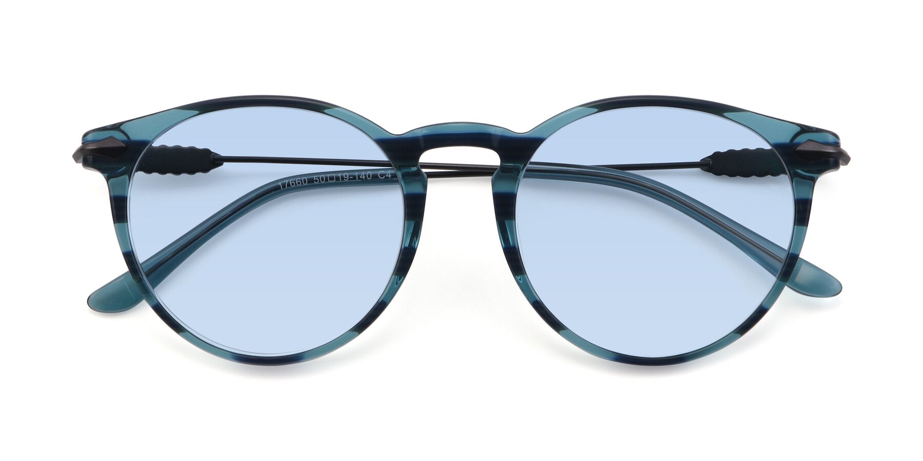 Folded Front of 17660 in Stripe Blue with Light Blue Tinted Lenses