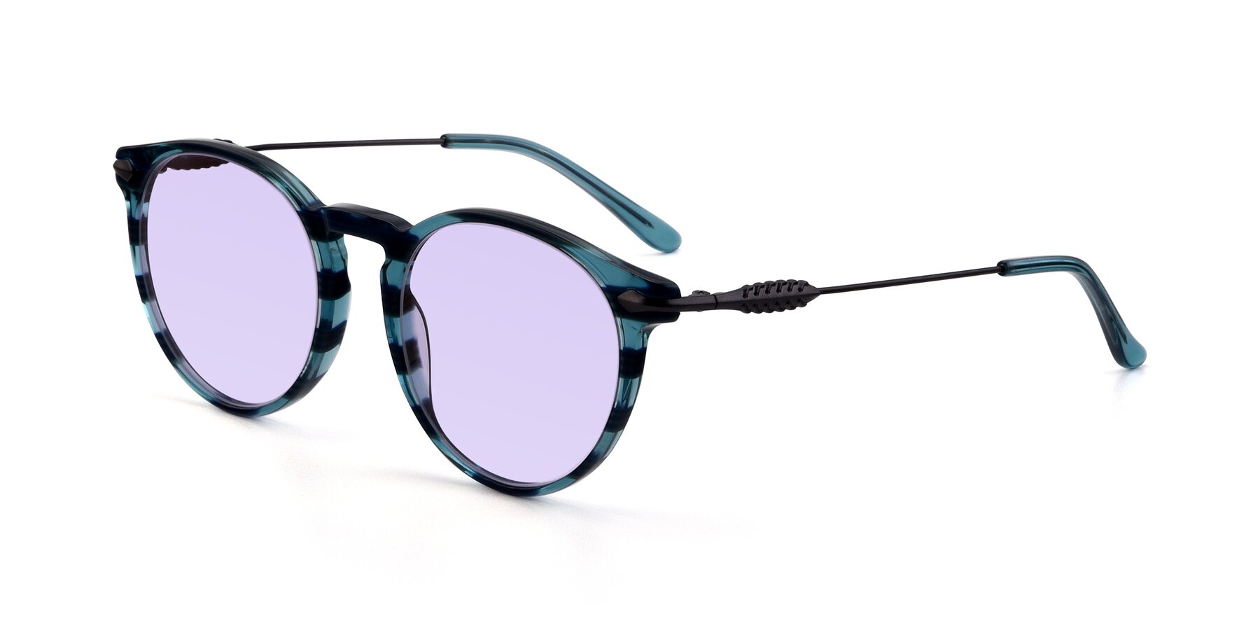 Angle of 17660 in Stripe Blue with Light Purple Tinted Lenses