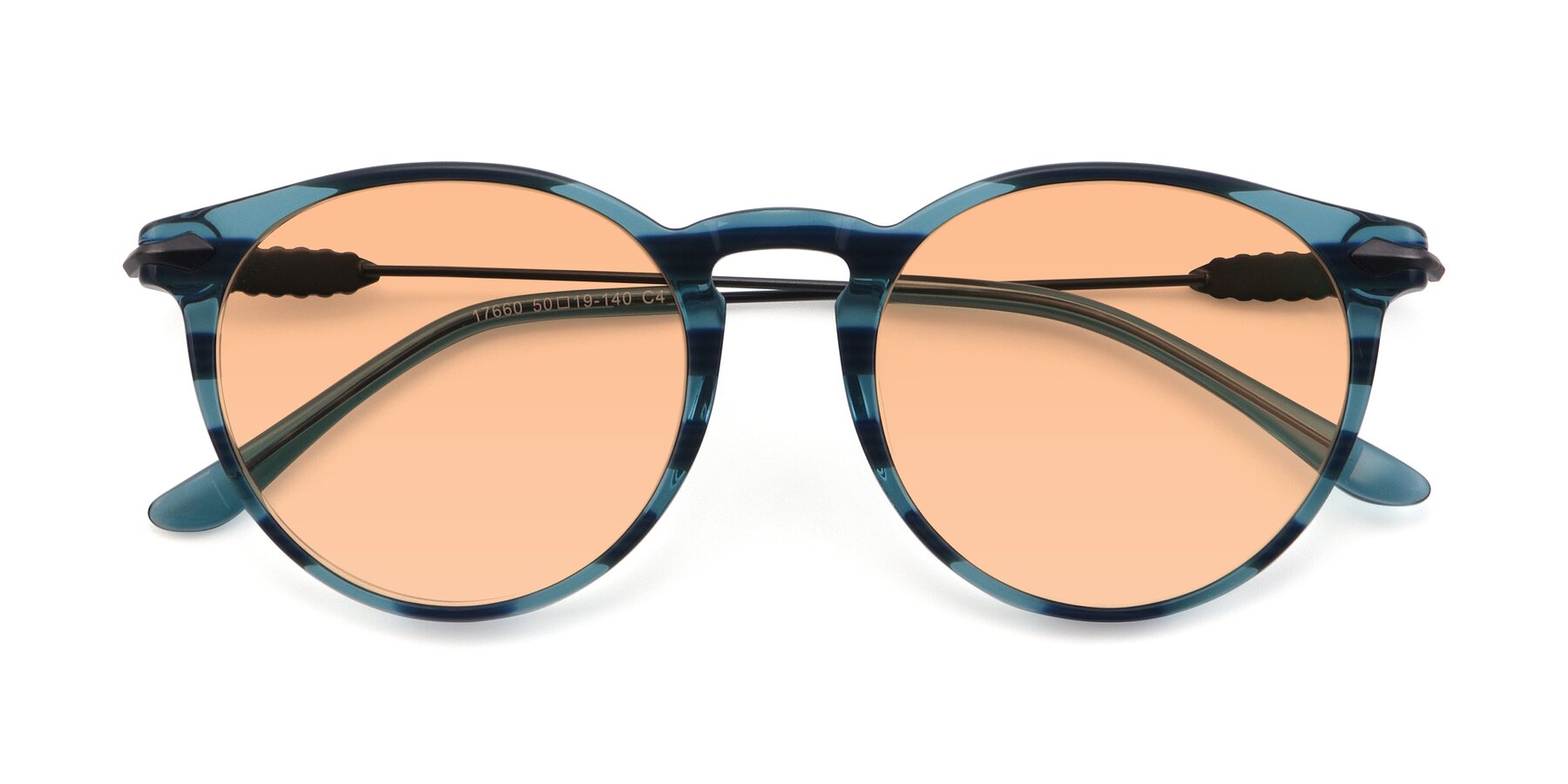 Folded Front of 17660 in Stripe Blue with Light Orange Tinted Lenses