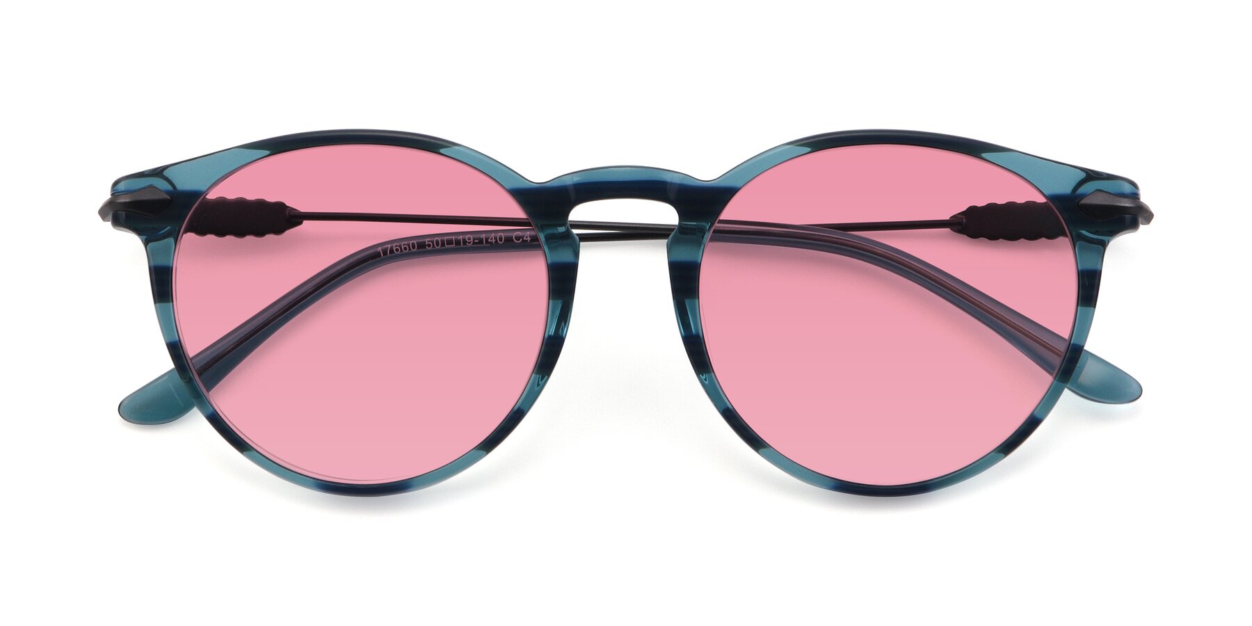 Folded Front of 17660 in Stripe Blue with Pink Tinted Lenses