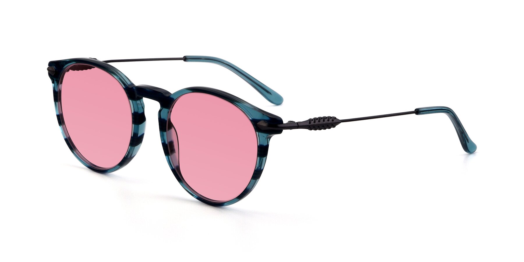 Angle of 17660 in Stripe Blue with Pink Tinted Lenses