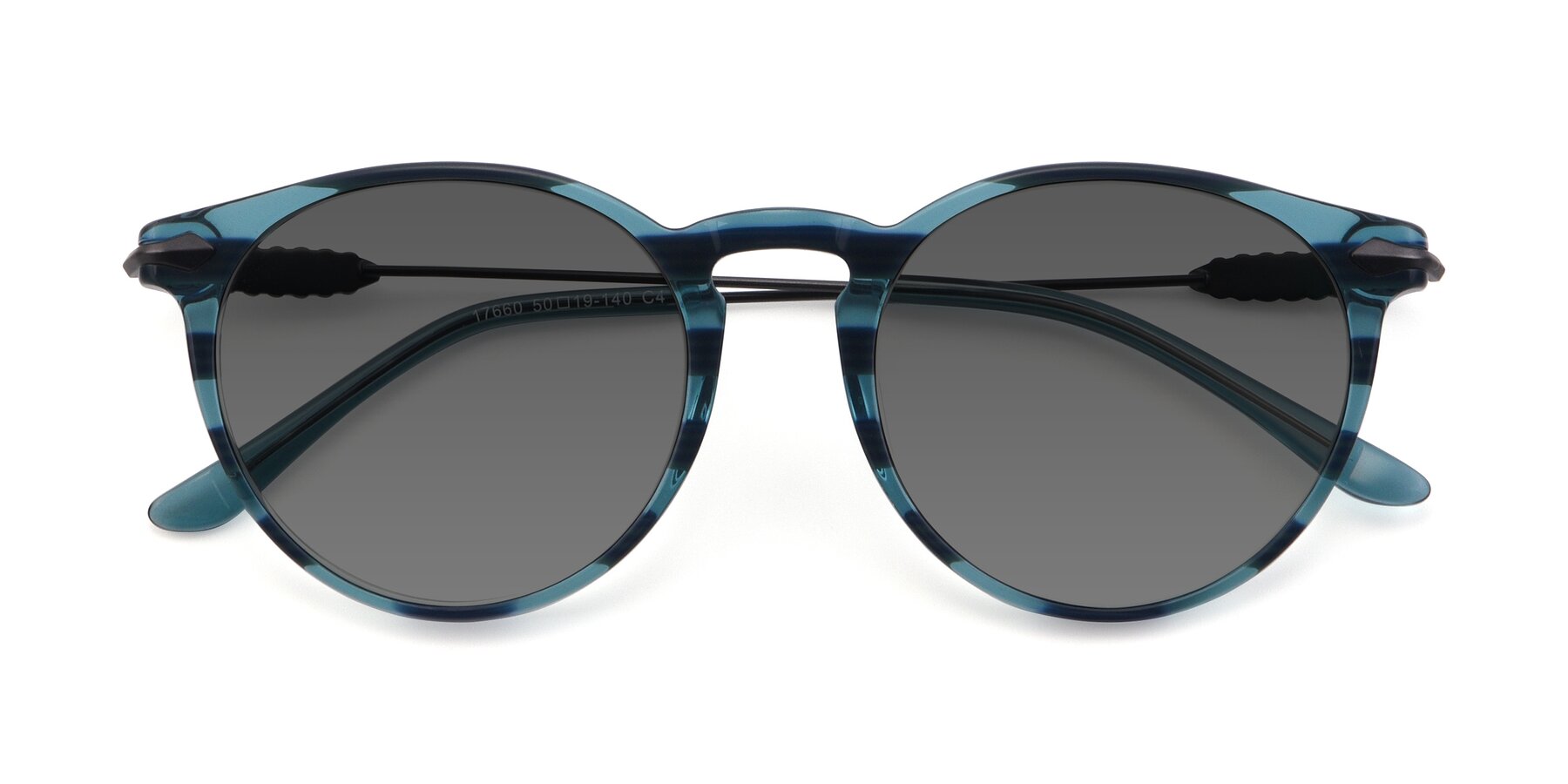 Folded Front of 17660 in Stripe Blue with Medium Gray Tinted Lenses