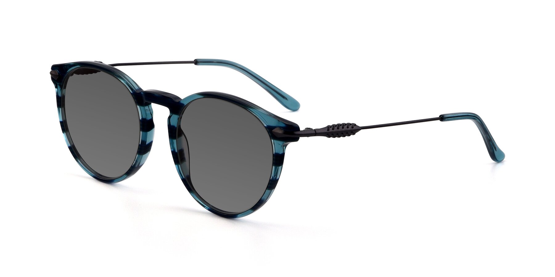 Angle of 17660 in Stripe Blue with Medium Gray Tinted Lenses