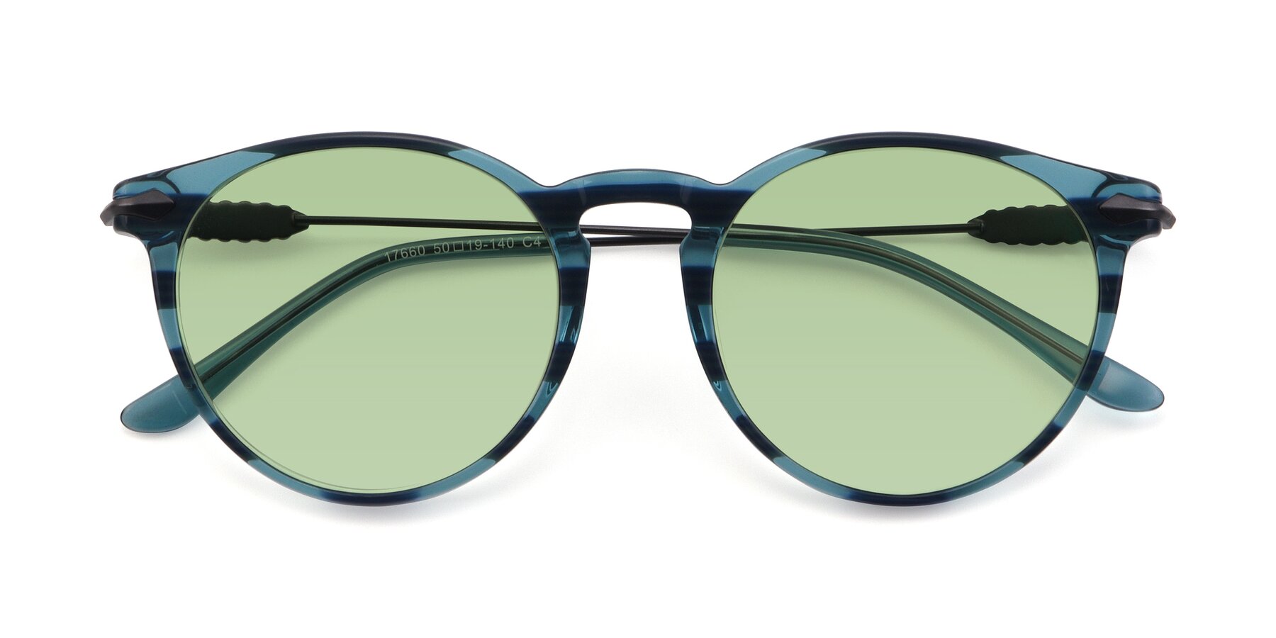 Folded Front of 17660 in Stripe Blue with Medium Green Tinted Lenses