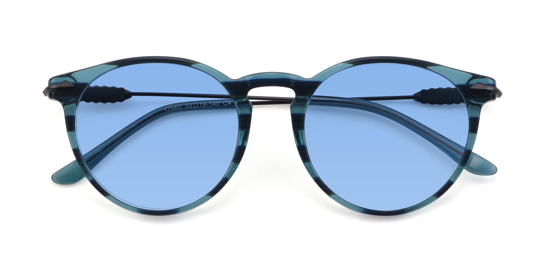 Folded Front of 17660 in Stripe Blue with Medium Blue Tinted Lenses