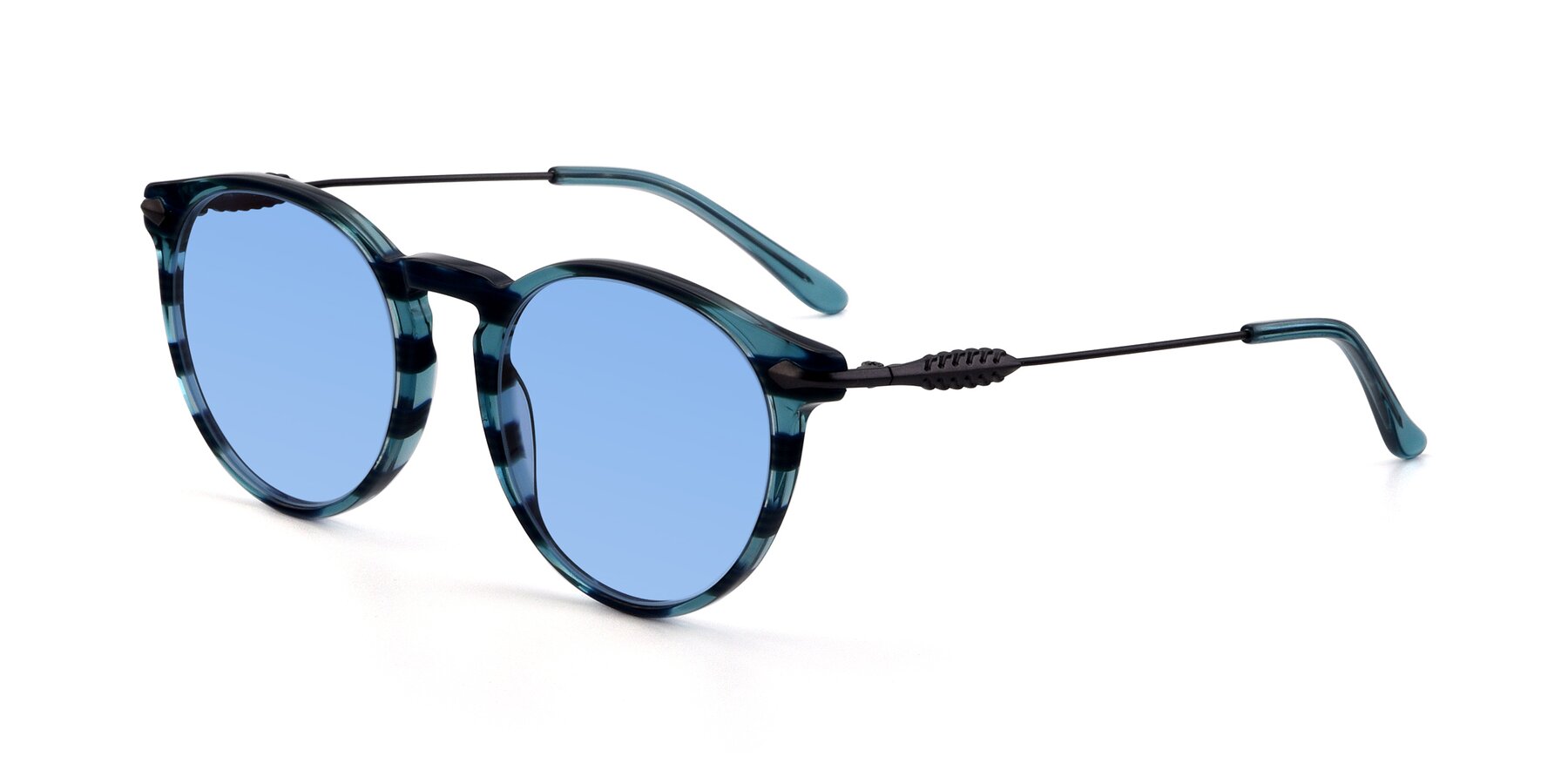 Angle of 17660 in Stripe Blue with Medium Blue Tinted Lenses