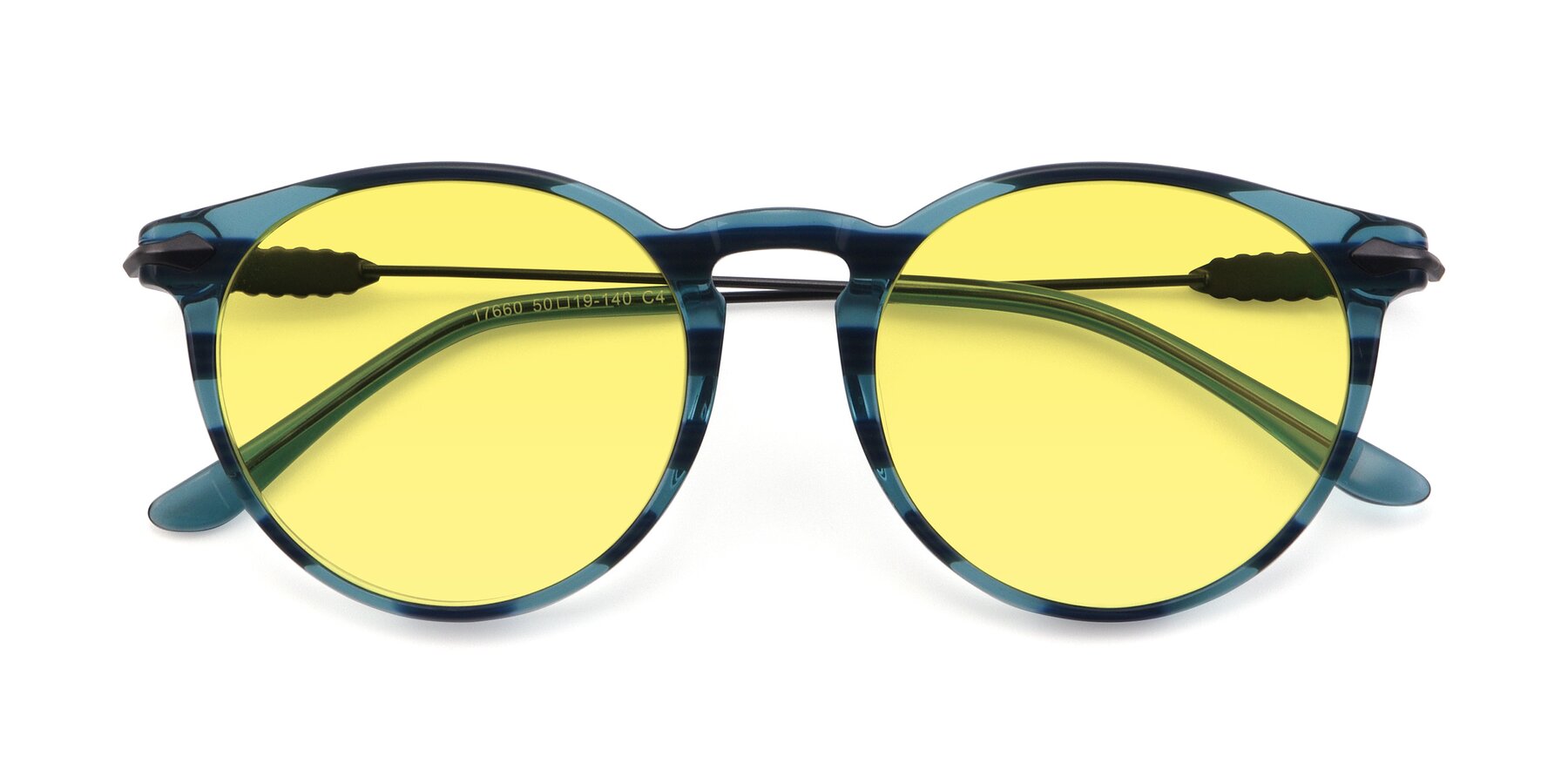 Folded Front of 17660 in Stripe Blue with Medium Yellow Tinted Lenses
