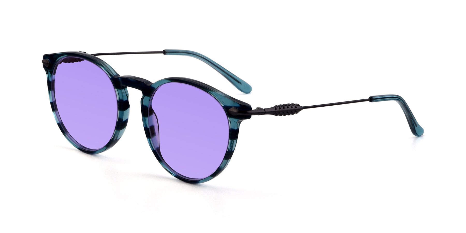 Angle of 17660 in Stripe Blue with Medium Purple Tinted Lenses