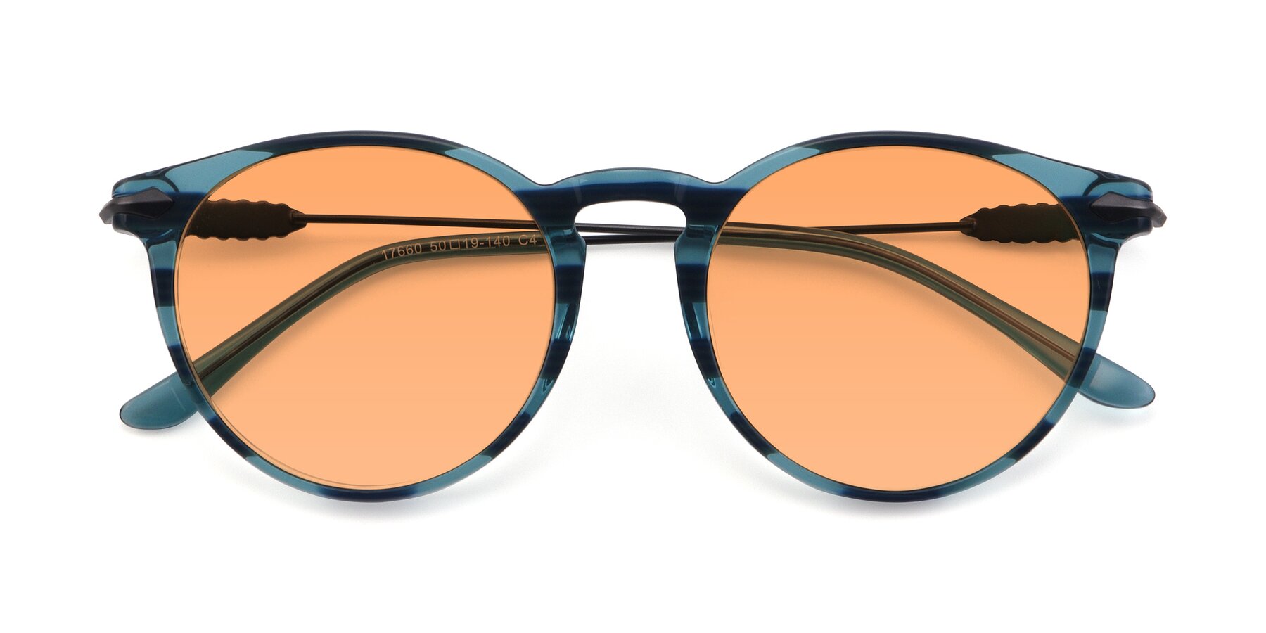 Folded Front of 17660 in Stripe Blue with Medium Orange Tinted Lenses