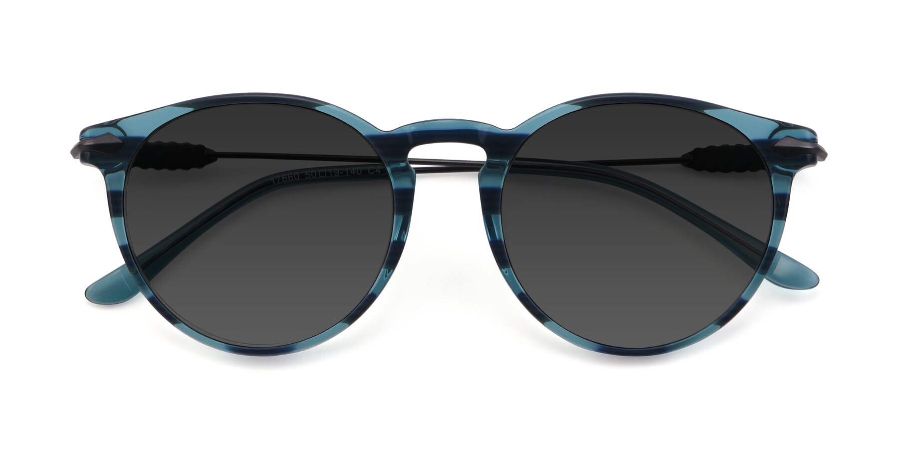 Folded Front of 17660 in Stripe Blue with Gray Tinted Lenses
