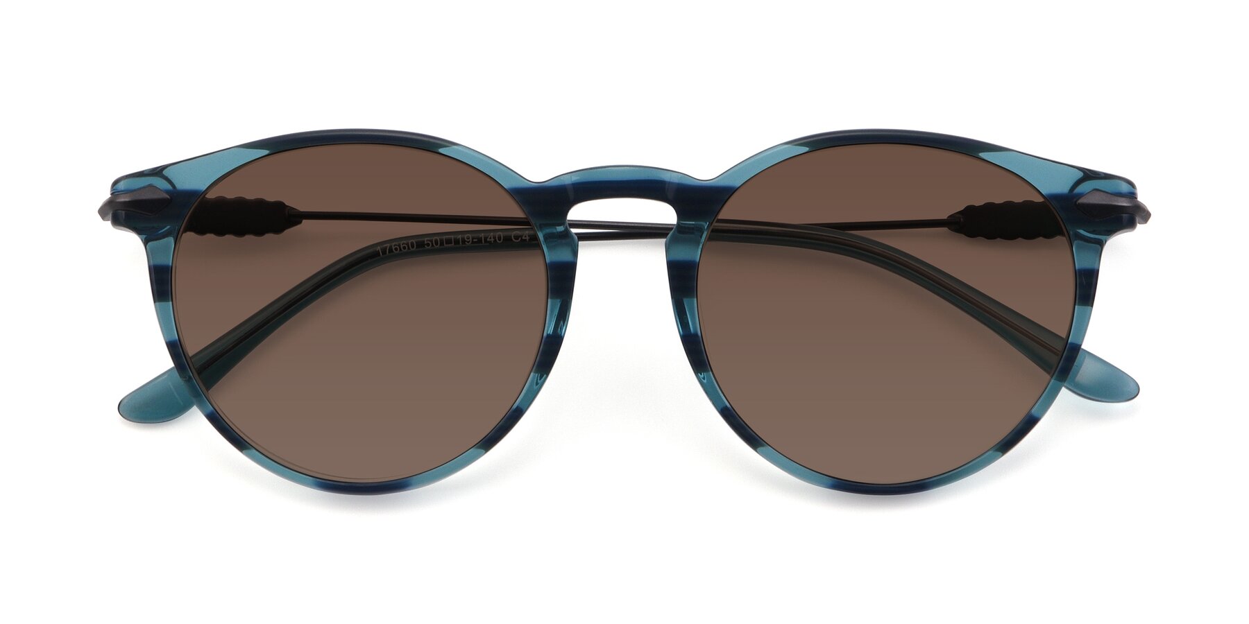 Folded Front of 17660 in Stripe Blue with Brown Tinted Lenses