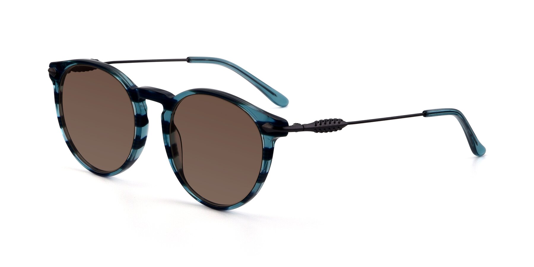 Angle of 17660 in Stripe Blue with Brown Tinted Lenses
