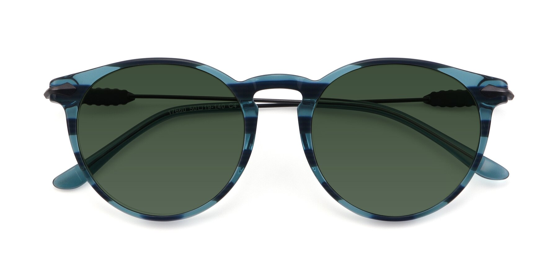Folded Front of 17660 in Stripe Blue with Green Tinted Lenses