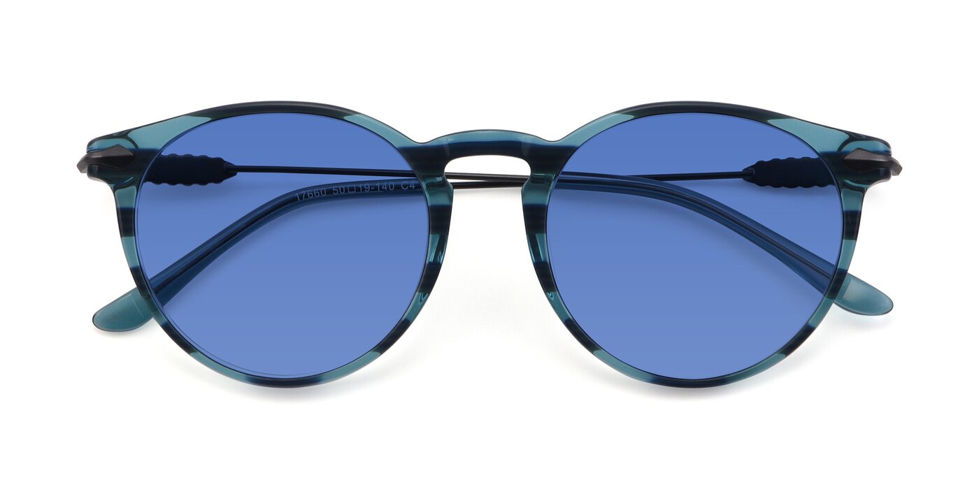 17660 - Stripe Blue Tinted Sunglasses