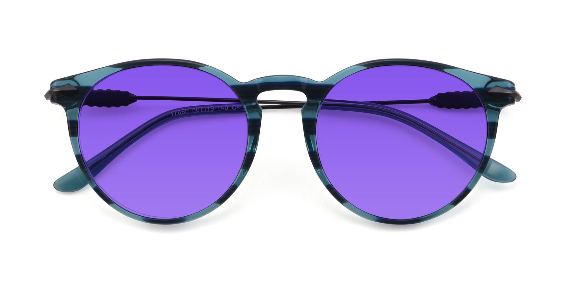 Folded Front of 17660 in Stripe Blue with Purple Tinted Lenses