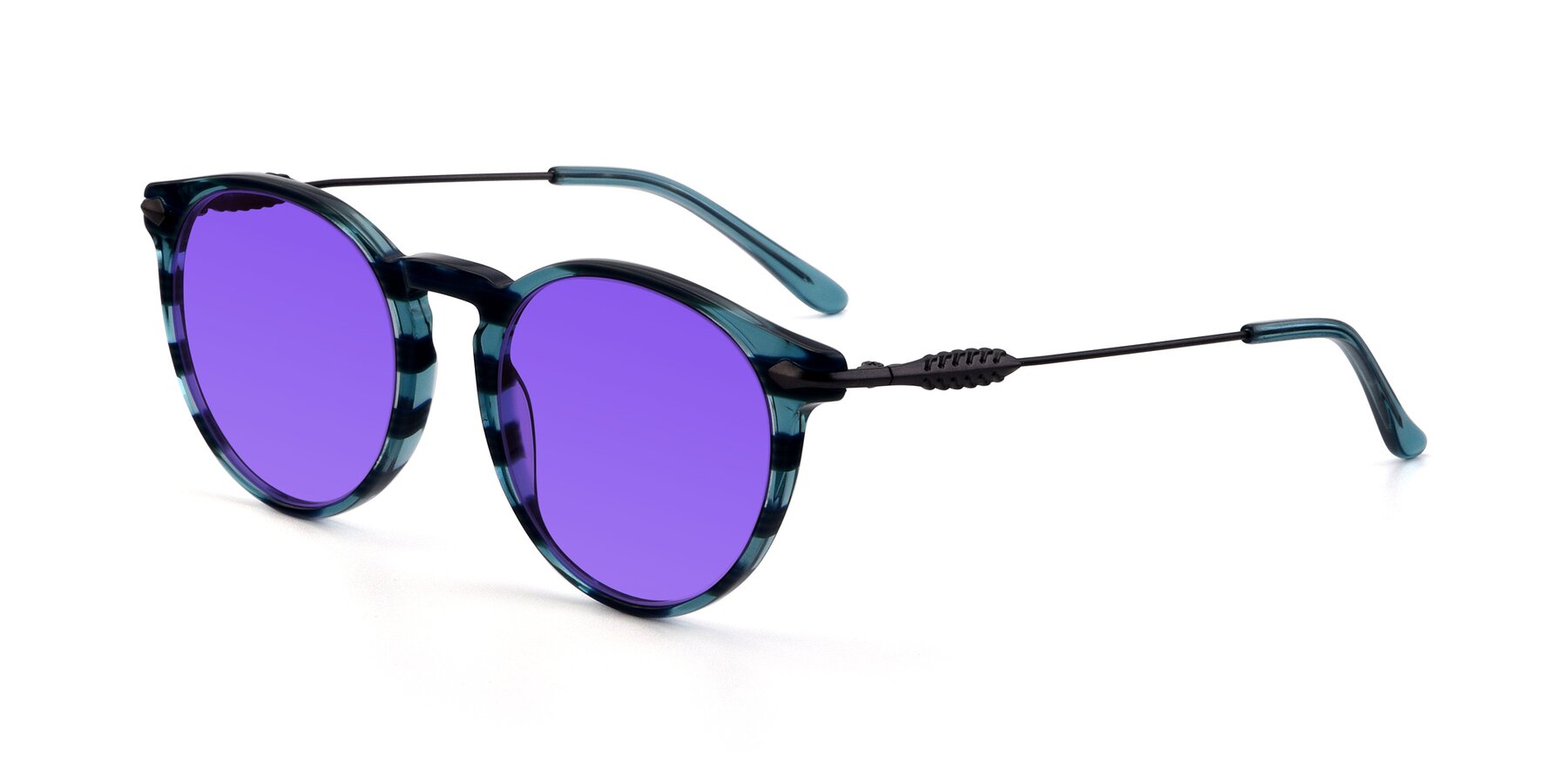 Angle of 17660 in Stripe Blue with Purple Tinted Lenses