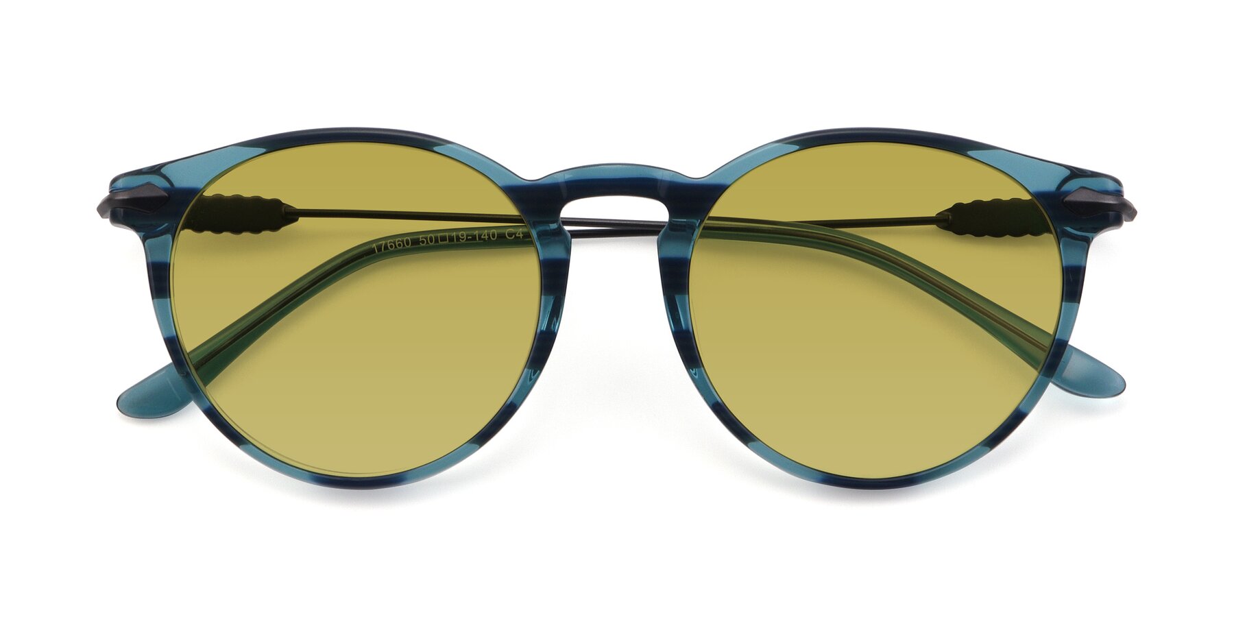 Folded Front of 17660 in Stripe Blue with Champagne Tinted Lenses